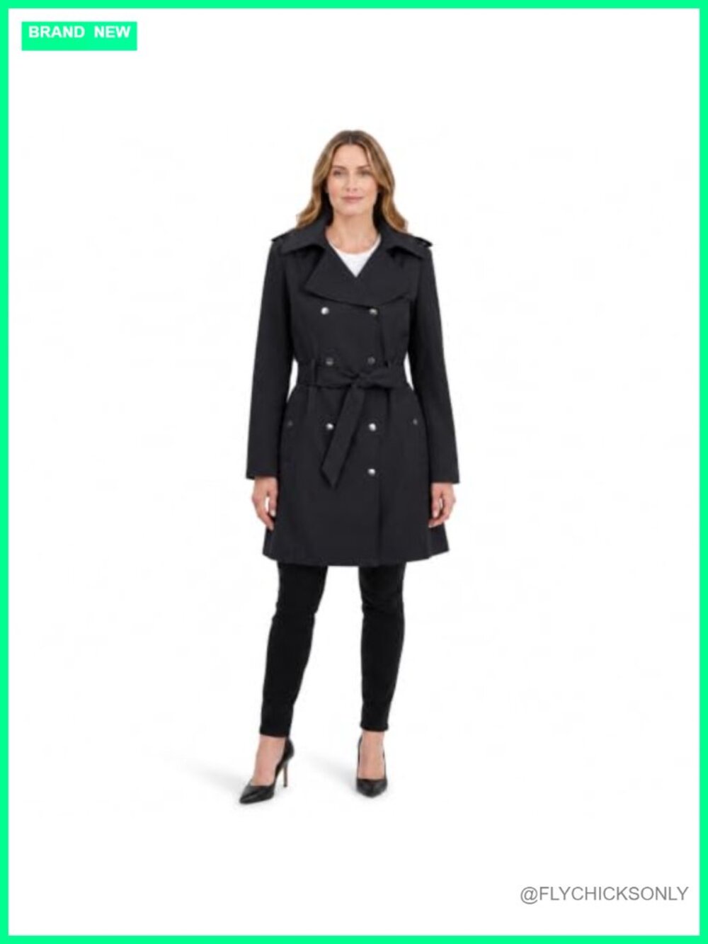 Water-Resistant Double Breasted Trench Coat with Detachable Hood & Belt